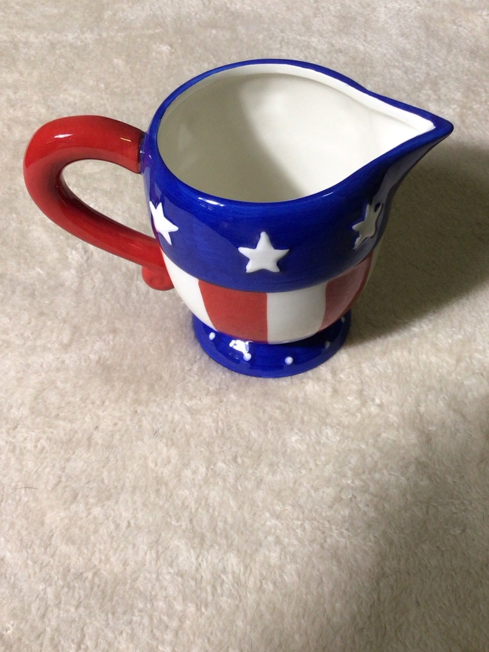Patriotic Red, White & Blue Ceramic Creamer Pitcher